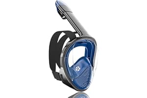 QingSong Full Face Snorkel Mask for Adults, Snorkeling Gear with Camera Mount, 180 Degree Panoramic View Snorkel Set Anti-Fog Anti-Leak