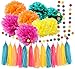 Fiesta or Mexican Party/Moana Color Party Supplies Moana Theme Birthday Decorations/Teal Orange Yellow Fuchsia Tissue Paper Pom Pom Summer Tropical Party Decorations/Hawaiiian Luau Party Supplies
