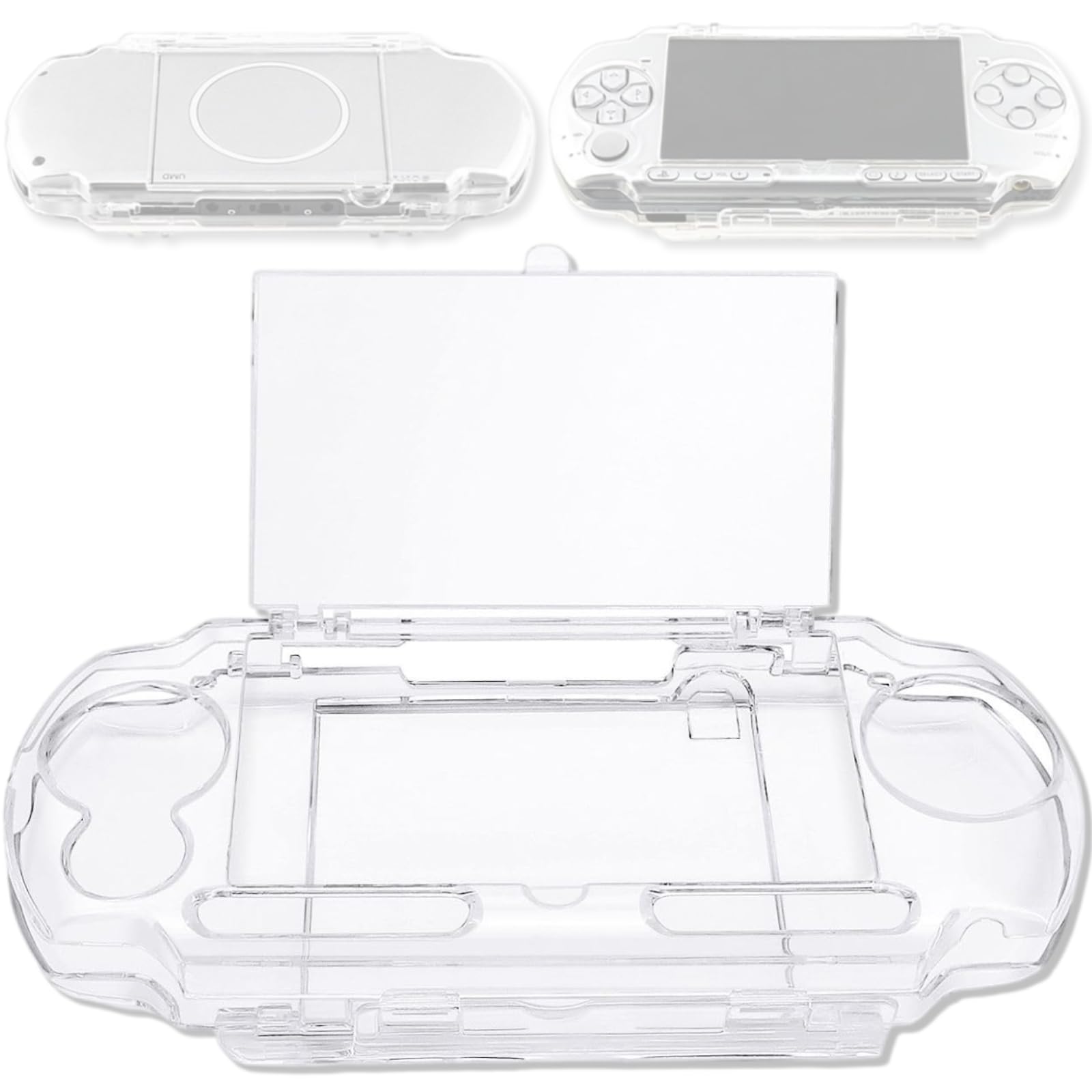 Clear Hard Case for PSP 2000/3000 Series,Protective Transparent Hard Cases,Full Cover Protector Cover Case Movie Bracket,Shock/Scratch Resistant(for PSP 2000/3000 Series)