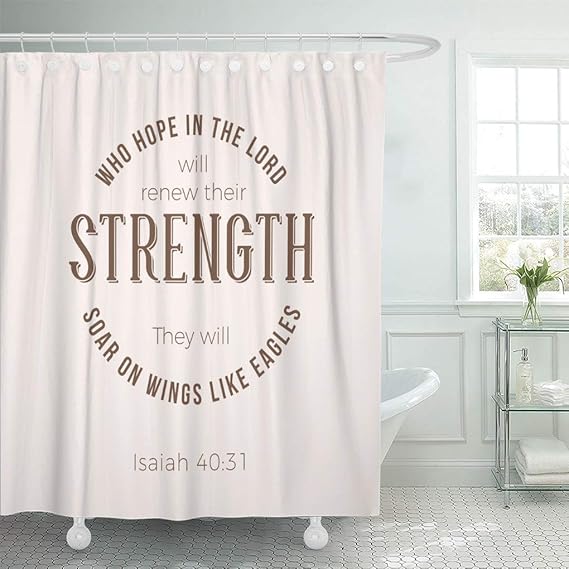 Wasserdichter Stoff Duschvorhang Haken Biblische Phrase aus Jesaja 40