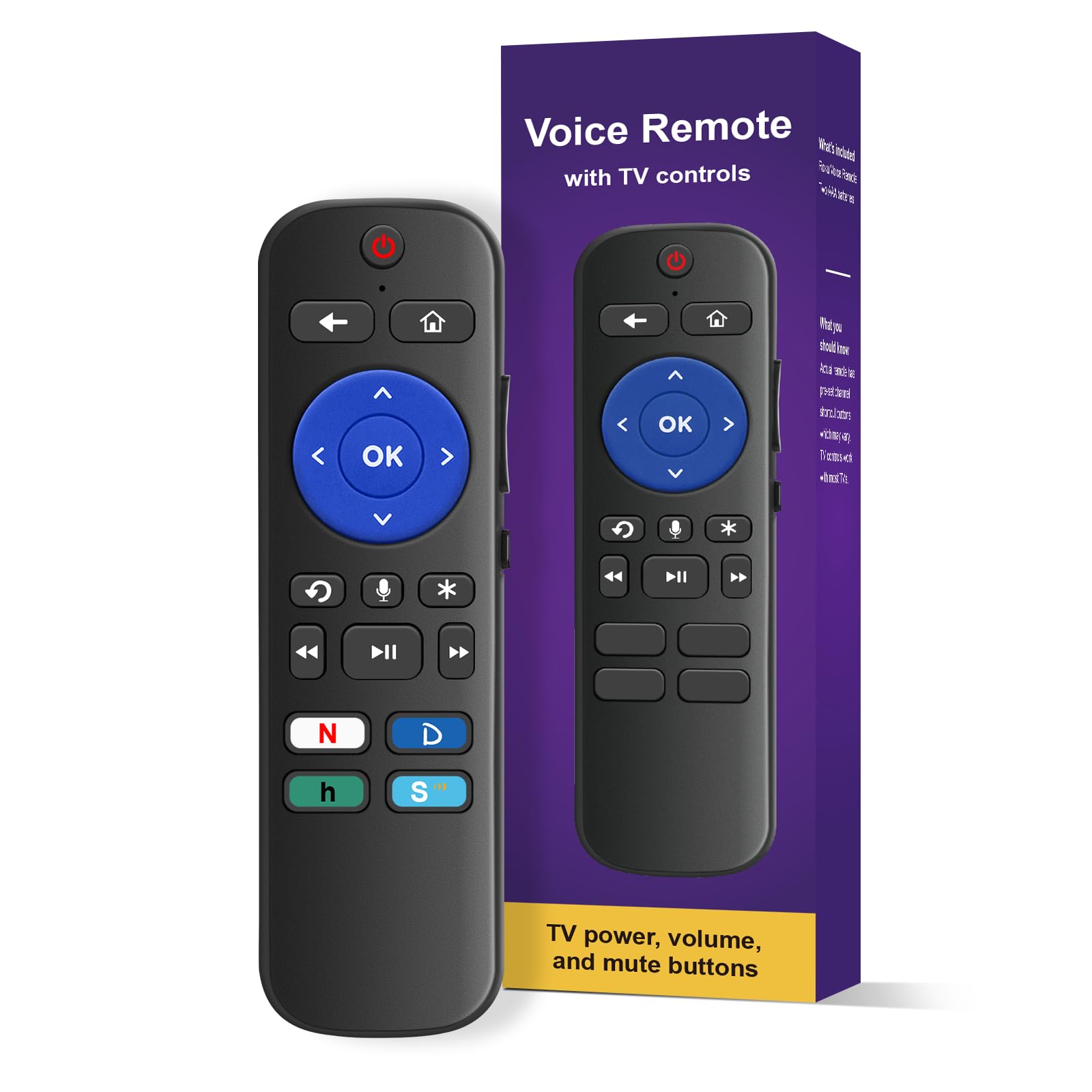 Photo 1 of Voice Universal Remote Control for Roku Stick Remote Replacement, for Roku All Streaming Players, Steaming Sticks, Audio and TVs, with 4 App Shorcut Keys