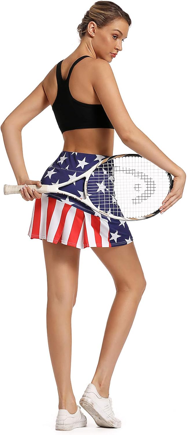 Ibeauti Womens Back Pleated Athletic Tennis Skorts Golf Skirts with 3 Pockets Mesh Shorts for Running Active Workout: Clothing