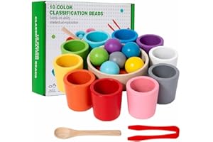 Rainbow Balls in Cups Toddler Montessori Toys for 3 Year Old Up, Ms Rainbow Color Sorter Classification Cup Game, Kids O Ball