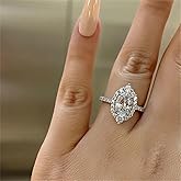 925 Sterling Silver Shiny Full Diamond Ring 18K Gold Cocktail Rings Oval Cut 3ct Cubic Zirconia Promise Rings CZ Multi Row Diamond Ring Eternity Engagement Wedding Band Ring for Women A.8 (US Code 6)