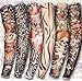 Efivs Arts Temporary Fake Tattoo Arm Cooling Sleeves Slip on Artwork Costume Stretch Nylon Men Women - 6 Pcs (Color I)