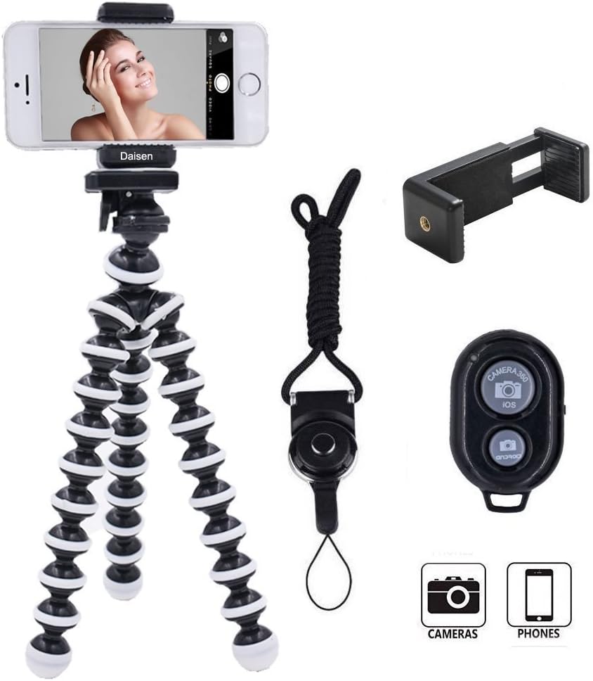 DAISEN Octopus Camera Holder and Phone Tripod for iPhone/Universal Smartphone, White (4326573160)