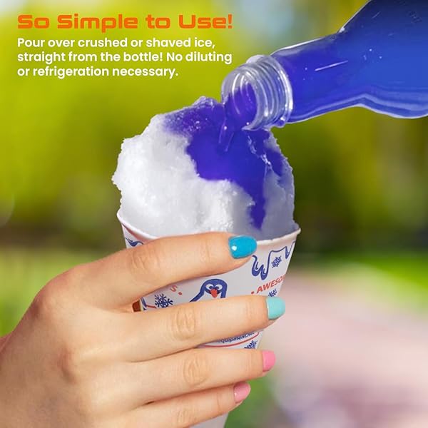 CONCESSION EXPRESS® SNOW CONE SYRUP FUN FLAVORS PACK (5 FLAVORS, 12.7 OZ EACH) – BLUE RASPBERRY, CHERRY, COTTON CANDY, GRAPE & TIGER’S BLOOD – SNOW CONE & SHAVED ICE SYRUPS PERFECT FOR HOME, CONCESSIONS, & PARTIES