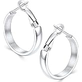 Jewlpire 14K Gold Plated 925 Sterling Sliver Post Hoop Earrings, 4MM/5MM Thick Non Tarnish Lightweight Hoop Earrings for Women Trendy 20/30/40/50/60/70mm