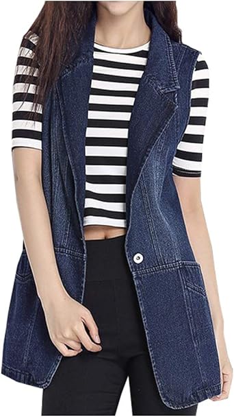 denim sleeveless blazer