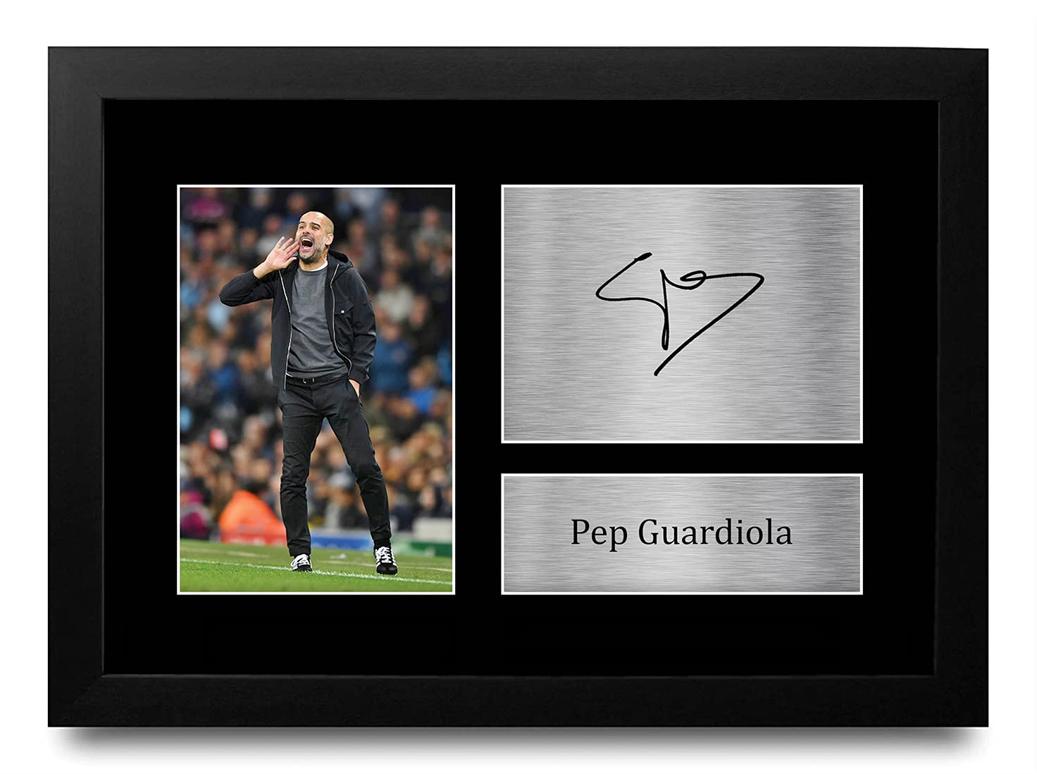 HWC Trading FR Pep Guardiola Gift Signed FRAMED A4 Printed Autograph Manchester City Gifts Photo Display