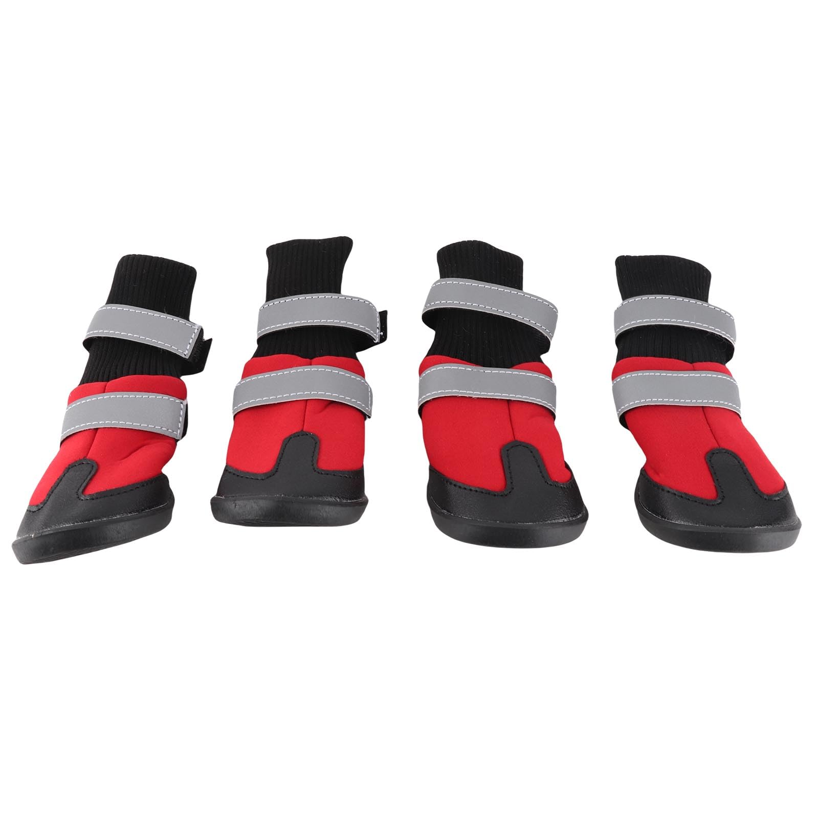 4 Pcs Dog Boots Black Anti-Slip Protective Pet Dog Shoes Waterproof Warm Protective Boots for Medium and Large Dogs(Red L)
