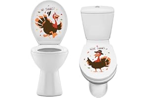 XZENTIRA 2PCS Thanksgiving Toilet Seat Cling Set with Cute Turkey Pattern Thanksgiving Bathroom Wallpaper Indoor Stickers Waterproof Decals Funny Holiday Bathroom Set Turkey Wall Decorations