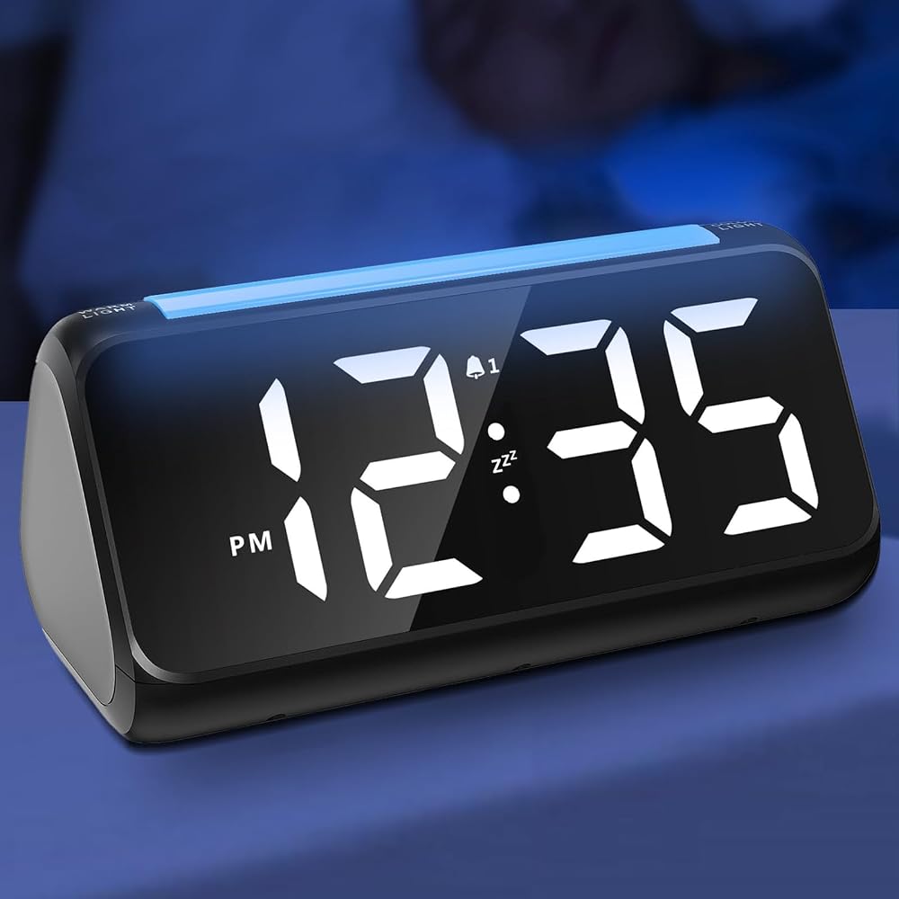 Netzu Alarm Clock Bedside with Night Light Dual Alarm USB Charger 12/24h