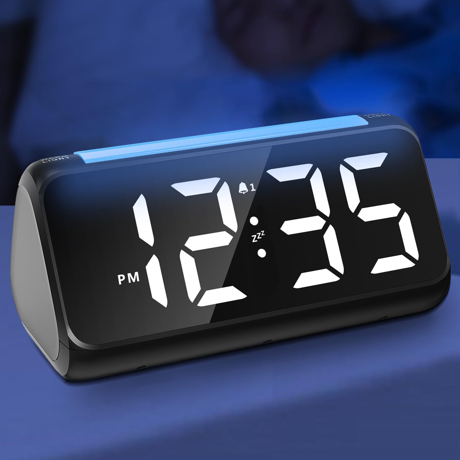 Netzu Alarm Clock Bedside with Night Light, Simple Large LED Display Big Number Digital Alarm Clocks for Living Room, with Dimmer USB Charger, Dual Alarm Clocks, Room Decor — image 1