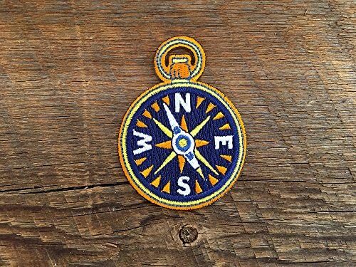 Compass Embroidered Patch, Compass Patch, Single Embroidered Patch with Iron-on Back