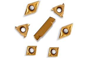 IWONGO Indexable Metal Lathe Insert Blades - CCMT21.51, DCMT21.51, 11IR AG60, MGMN150-G, 11ER AG60 7Pcs for 1/2" Shank Indexable Turning Tool Holder Insert Replacement