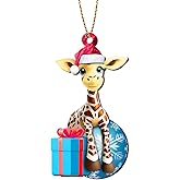 GENANY Giraffe Christmas Ornament, Giraffe Themed Hanging Ornaments 2025, Wooden Keepsake, Christmas Funny Gifts for Men Women Animal Lover, Zoo Animal Tree Decorations