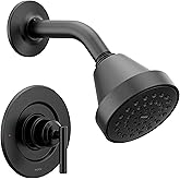 Moen Gibson Matte Black Eco-Performance Modern Shower Trim Featuring Bathroom Showerhead and Lever Handle, Posi-Temp Valve Required, T2902EPBL