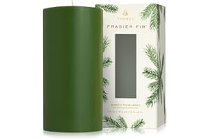 Thymes Frasier Fir Scented Candles for Home Decor - Green Pillar Candles for Women & Men - Place on Candle Holder - Luxury Home Fragrance Gifts - Large (3" x 6" Pillar)