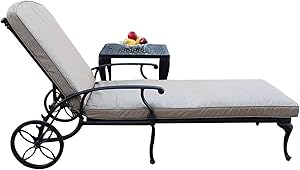 A Pair of 2 Sienna Collection Cast Aluminum Powder Coated Chaise Lounge with Lite Brown Seat Cushions SA01