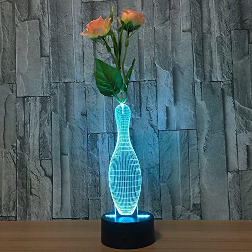 DowBier 3D Illusion Multi Colors USB Sleeping Night Light Flowerpot with Flower Desk Lamp (Simple Vase)