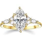 Fimewon Promise Rings for Her Dainty Marquise Engagement Ring 18K Gold/Wihte Gold Plated Ring Non Tarnish Gifts for Women Size 4-12