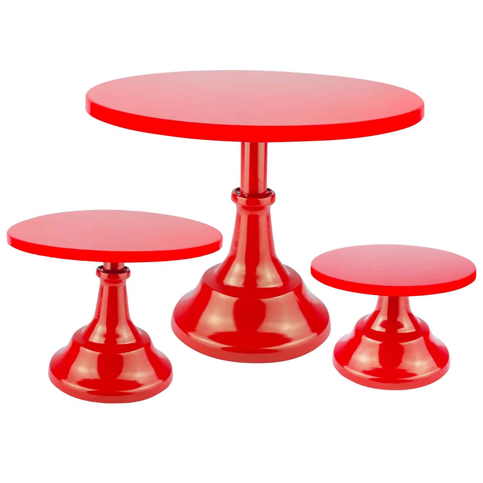 Photo 1 of **only one pieces, see the second photo** KERYNICE 1 Pcs Red Cake Stands Set Metal Cupcake Pedestal Table Dessert Display Stand with Tall Base Decoration Serving Platter for Baby Shower Wedding Birthday Parties Celebration