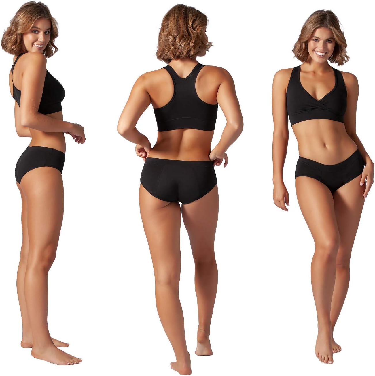 Absorbent Brief: Period Panties | Menstrual and Incontinence Underwear (3 Pack (Black), Large): Health & Personal Care