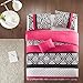 Twin/Twin XL Size Comforter Set - 3 Pieces All Season Bed in A Bag Set - Pink and Black Bedding Sets - Polka Dot, Zebra, Damask Print Bed Set Includs 1 Comforter, 1 Sham, 1 Décor Pillow - Sally