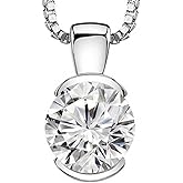 0.3 Carat Round Diamond Half Bezel Solitaire Pendant Necklace J-K Color I2 Clarity