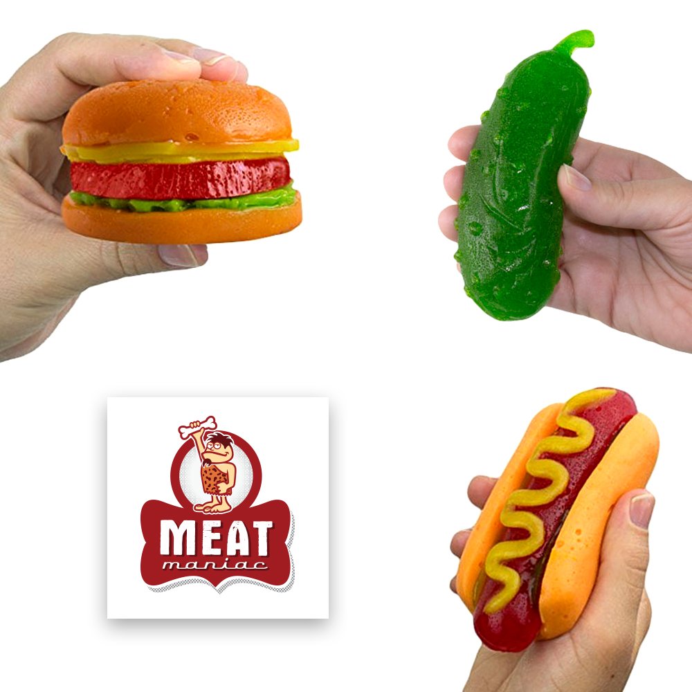 Novelty Gummy Candy Sampler Gift Pack With Meat Maniac Sticker Giant