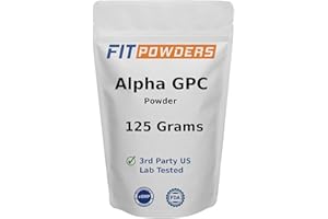 FitPowders Alpha-GPC Powder 125 Grams, Non-GMO Alpha GPC Supplement Choline Powder, Vegan, Third Party Tested, Pre-Workout, Memory and Focus, with Scoop