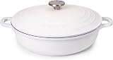 nuovva Casserole Dishes with Lid 3.9L Cream Non-Stick Dutch Oven 28cm view 1