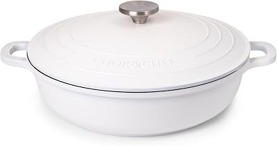nuovva Casserole Dishes with Lid 3.9L Cream Non-Stick Dutch Oven 28cm