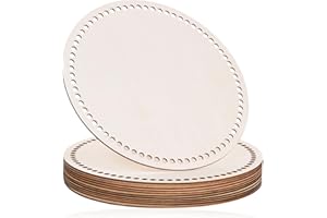 AWIZOM 12 Pcs Wooden Basket Bottoms for Crochet 11 Inch Round Basket Wood Bottom Circle Weaving Knitting Base Natural Wood Base Shaper for Crochet or Knitting Weaving Crafts Home Decoration(Hole:8mm)