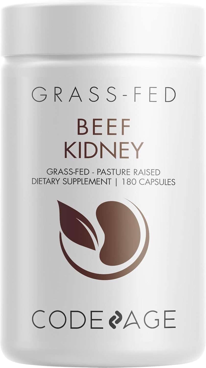 Codeage Grass Fed Beef Kidney Supplement - Freeze Dried, Non-Defatted, Desiccated Beef Kidney Glandulars Nutrition Bovine Pills – Pasture Raised Beef Vitamins for Kidney - Non-GMO -180 Capsules: Health & Personal Care