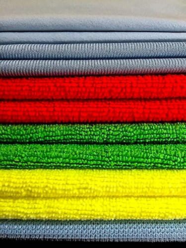 EZmicrofiber - MICROFIBER CLEANING CLOTH multi-purpose, set of 11- polishing, car, glasses, windows, shower, dusting quality rags - antibacterial - color coded - lint-free