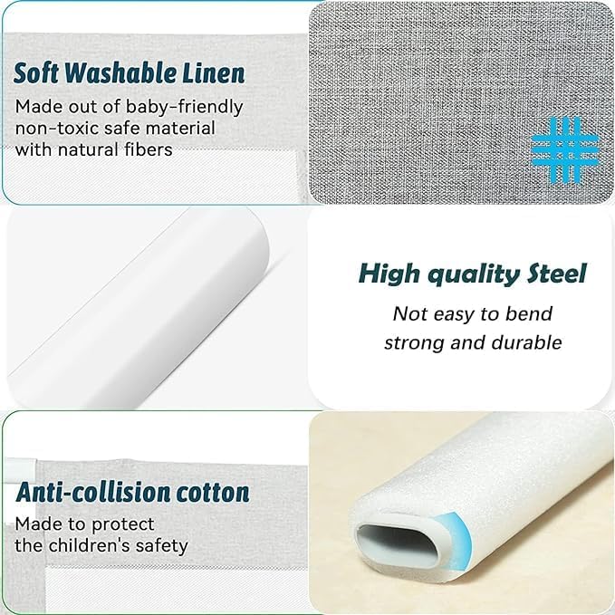 Foldable Crib Rail Guard,Toddler Bed Rails Guard,Universal Baby & Children Bed Rail,Upgrade Reinforced Safety Bed Fence Protector Rail for Cribs, Twin, Double, Full Size Queen & King Bed (70 Inch)