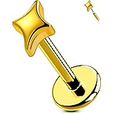 OUFER G23 Titanium Threadless Labret Studs – Flat Back Push Pin Earrings for Tragus, Helix, Monroe, Conch, Lip Piercing – 16G/18G, 6MM/8MM