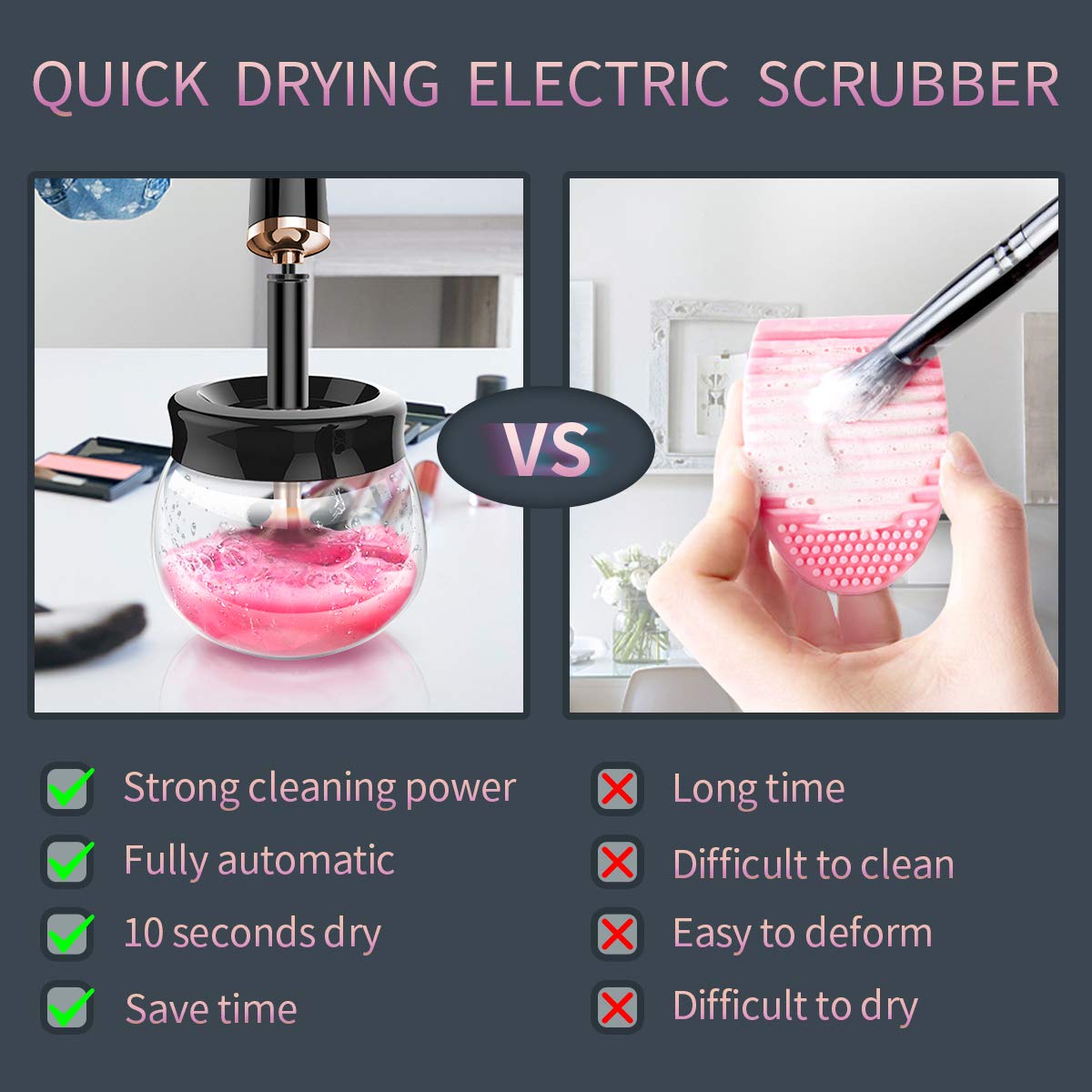 Mymahdi makeup brush cleaner and dryer machine, Electric and Automatic with 8 Collars matching Different Cosmetic Brushes: Beauty