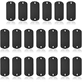 PATIKIL 20pcs Metal Stamping Blanks, Rectangle Stamping Tags Blanks Aluminum Plate DIY Name Tags 5x3cm Metal Engraving Blanks 2 Holes for Laser Engraving Stamping Craft Dog ID Tags, Black