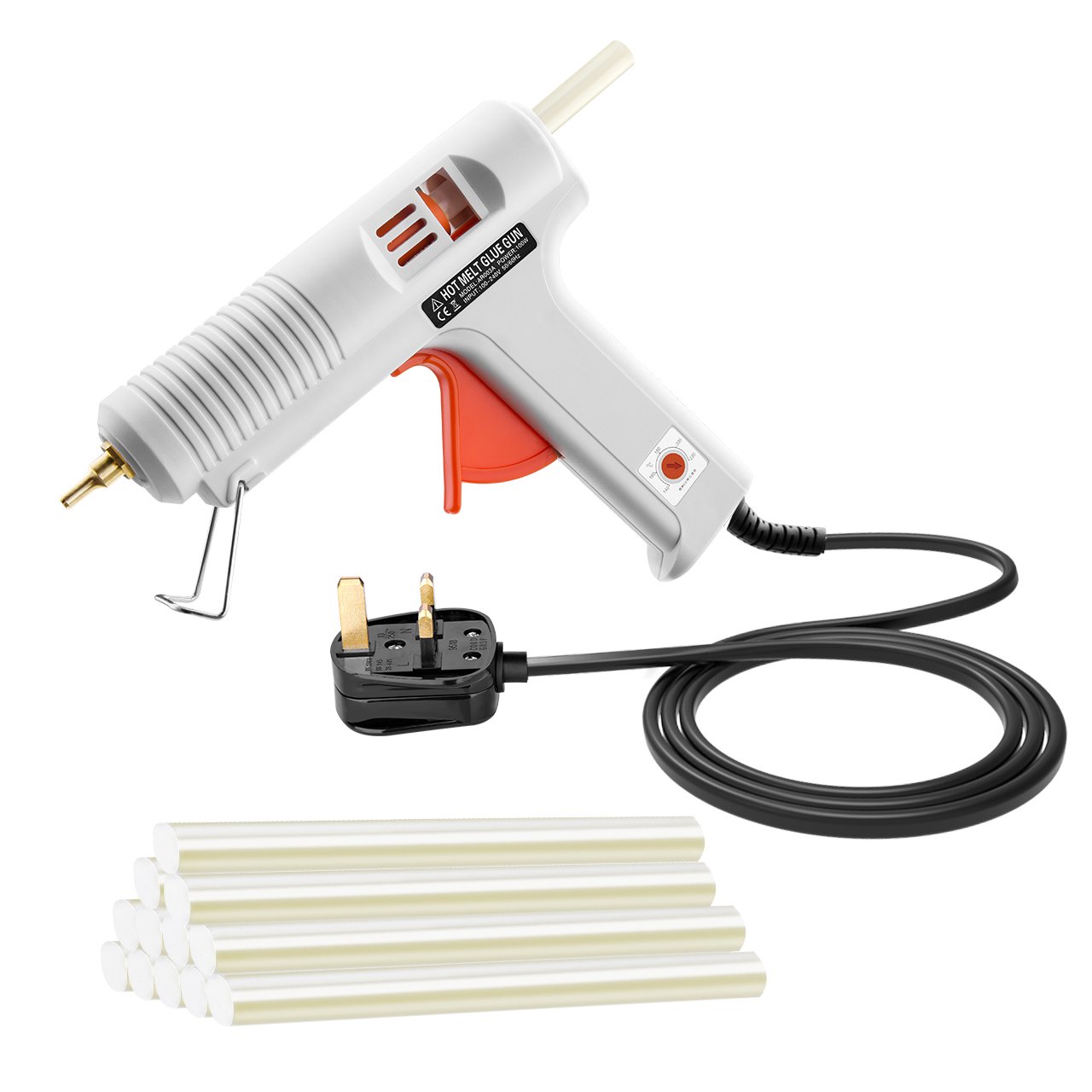TOPELEK 100W High Professional Industrial Hot Melt Glue Gun with Sticks