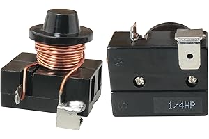 MEETOOT 2PCS Coil Compressor Relay Starter Relay Black Heavy Duty Starter Single Insert 1/4HP 180W for Refrigerator and Freezer and Air Conditioning Compressor Maintenance and Assembly
