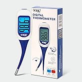 FDK Large LCD Screen Digital Thermometer for Fever, 10 Seconds Fast & Accurate Readings, Large LCD Dual Color Backlight Flexible Tip Ideal for Adults Kids and Babies FSA