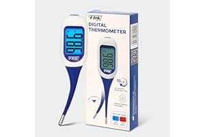 FDK Large LCD Screen Digital Thermometer for Fever, 10 Seconds Fast & Accurate Readings, Large LCD Dual Color Backlight Flexible Tip Ideal for Adults Kids and Babies FSA