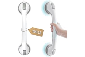 NKJVE 2 Pack 16” Grab Bars for Bathtubs and Showers, Shower Handles for Elderly Suction Cup Grab Bars for Shower Wall Heavy Duty, Shower Safety Grab Bars for Seniors Suction Bathroom, No Drilling Waterproof