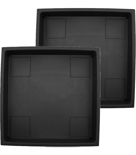 Lot De 3 Soucoupes Carrées Pour Plantes 30x30 Cm – Plateau Récupérateur D'eau, Intérieur/extérieur, Plastique épais Noir