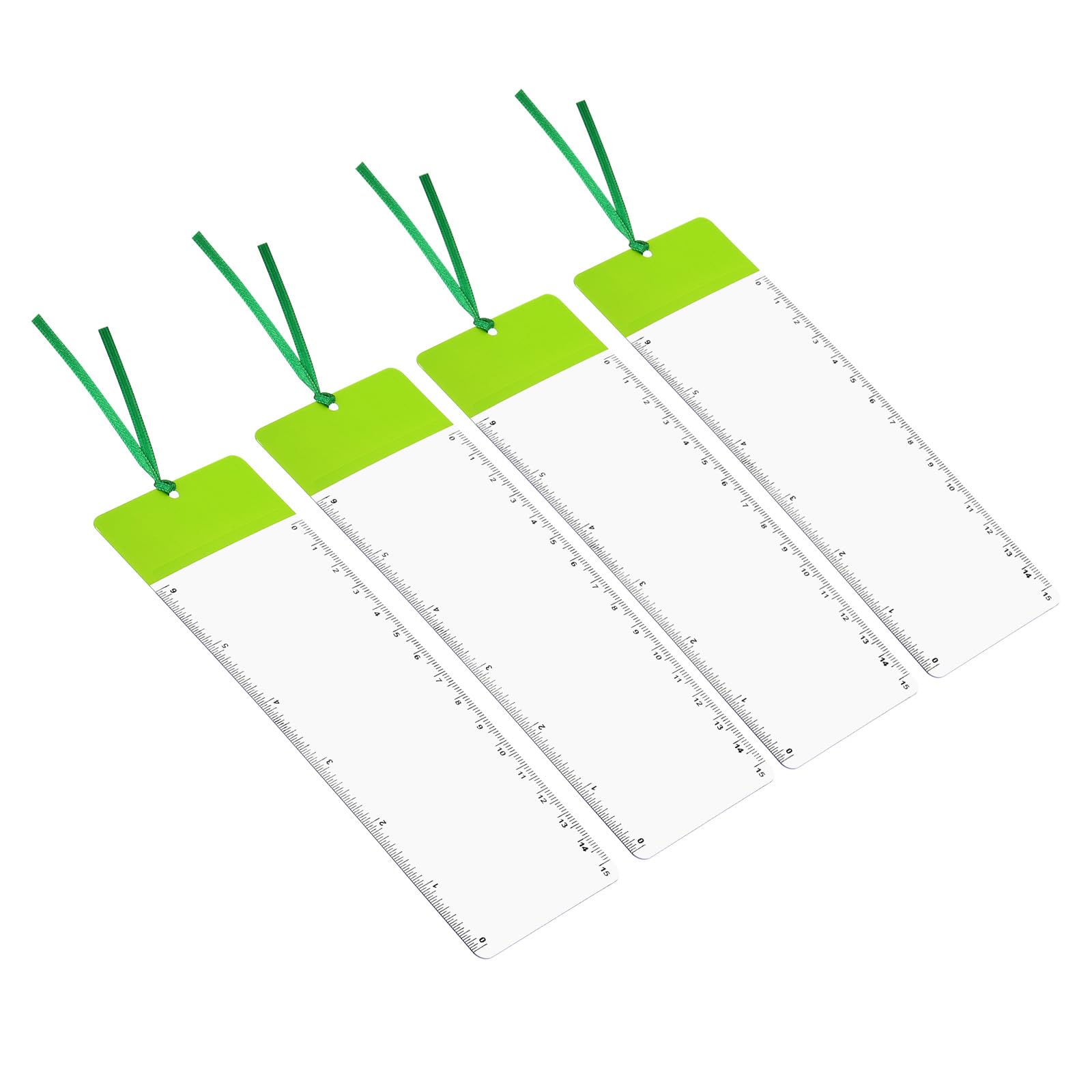 PATIKIL Bookmark Magnifier with Ruler, 4 Pack 3X Magnifying Sheet Page Magnifier Lens for Low Vision People Reading Book Magazine Newspaper, Green