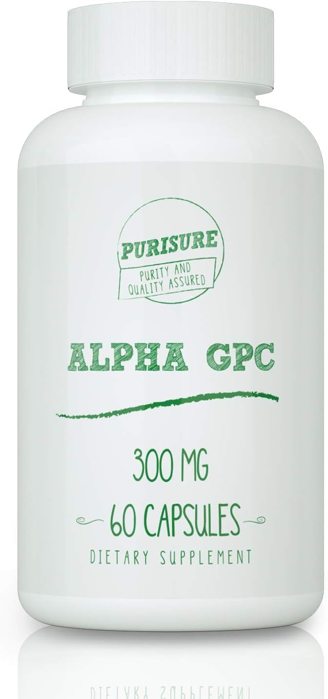 Purisure Alpha GPC Capsules 300 mg (60 Capsules), Alpha Glyceryl Phosphoryl Choline, Nootropics, Cognitive Enhancer, Brain Supplement, Focus Supplement, Better Athletic Performance