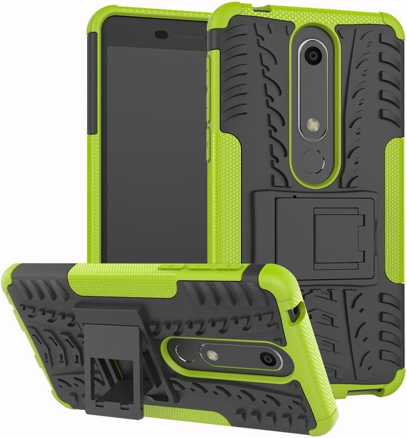 GARITANE Compatible with Nokia 6 2018 Case, Heavy Duty Dual Layer Shockproof Rugged Impact Armor Hybrid Kickstand Back Cover Case for Nokia 6 2018 (Green)